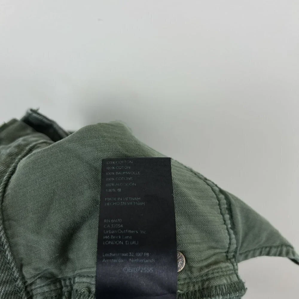 Free People Army Green Distressed Makai Cutoff Denim Shorts